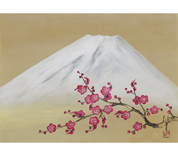  富士山　花と雲と湖と 